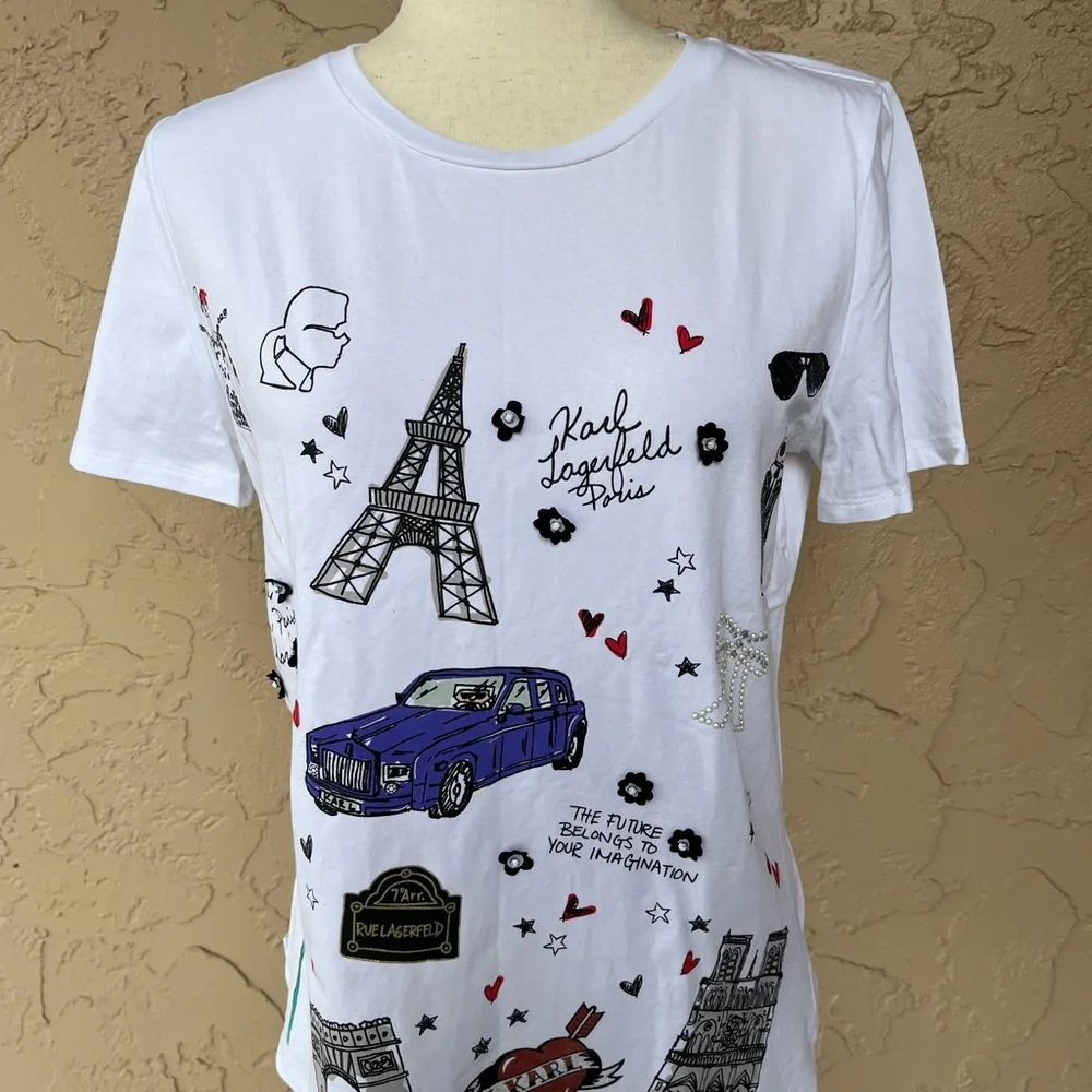 Karl Lagerfeld White Crewneck Tee - Picture 1 of 6